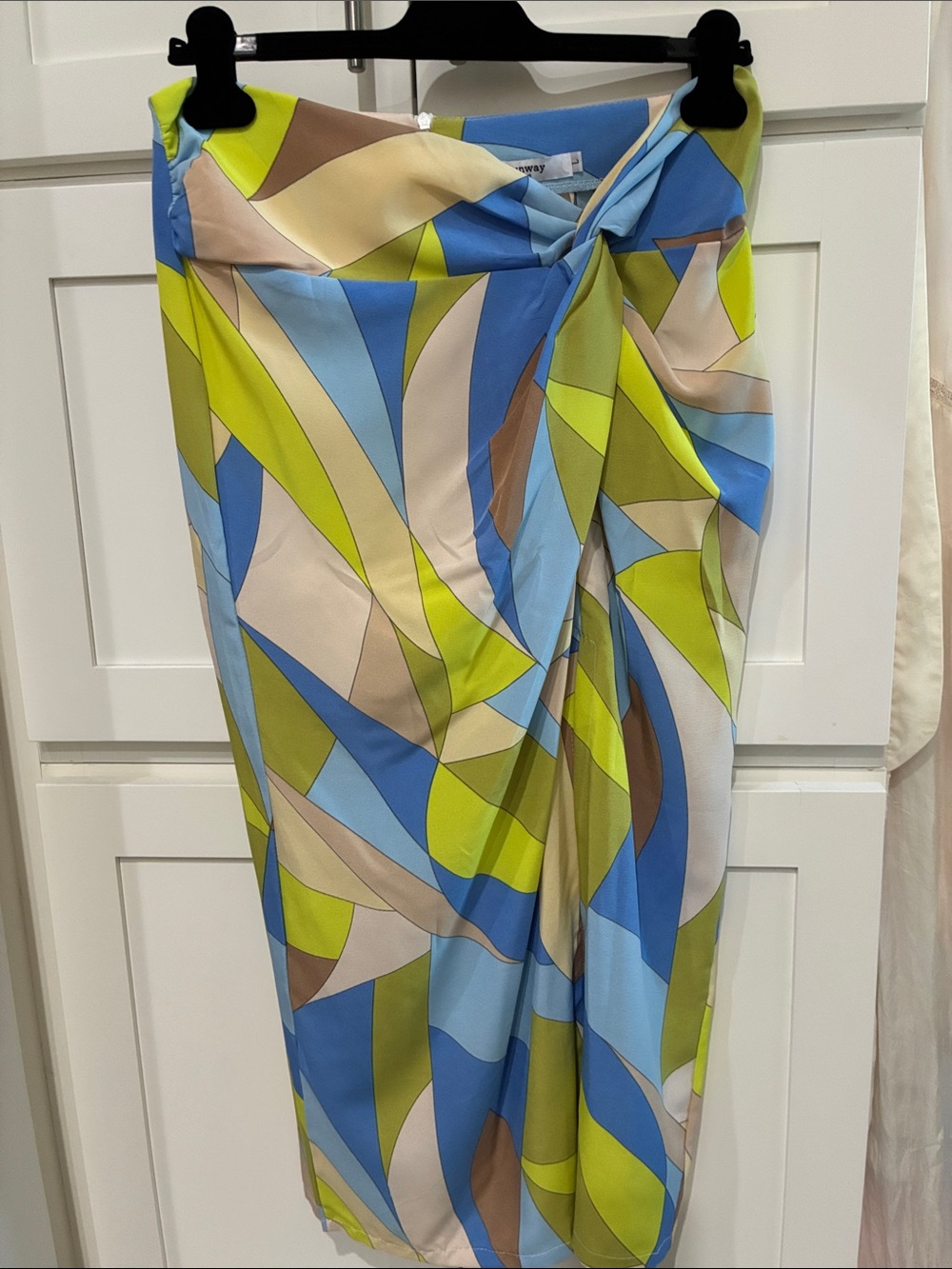 Women’s Twist Front Sarong Cover-Up in Blue & Lime